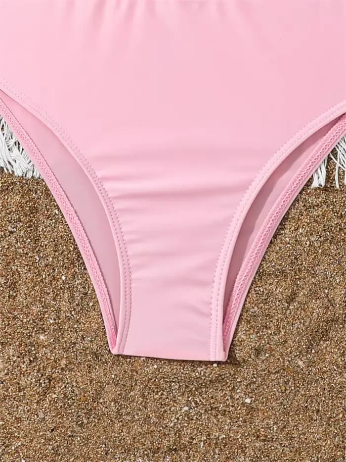 Bikini enfants filles maillot de bain 2026 nouveau rose fronde Bikinis ensemble taille haute maillots