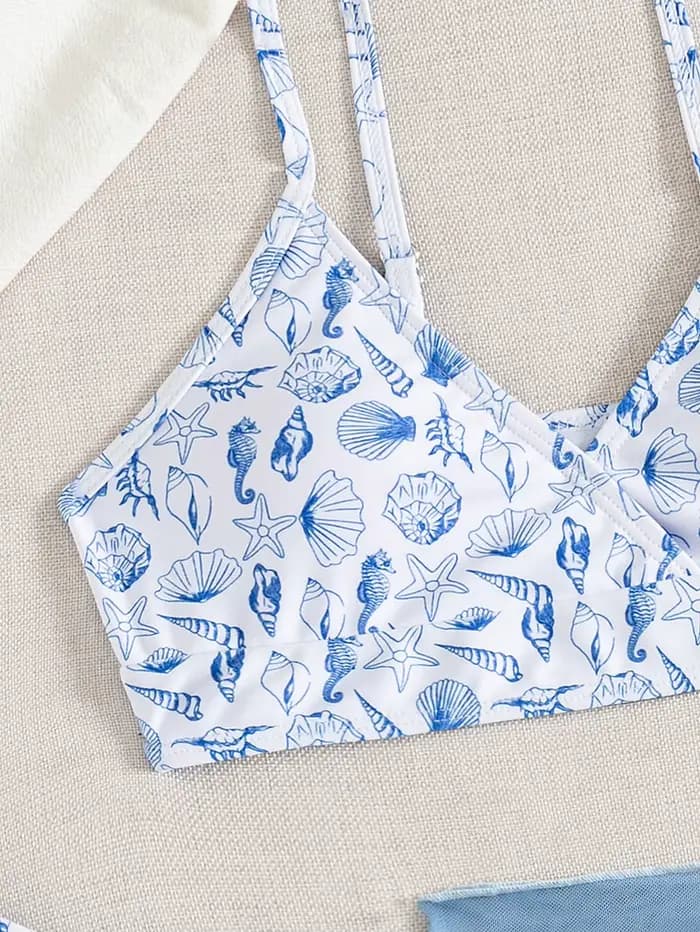 Ensemble de bikini 3 pièces pour adolescentes et jeunes filles, maillots de bain avec jupe de plage pour la natation, vêtements de plage et de sport