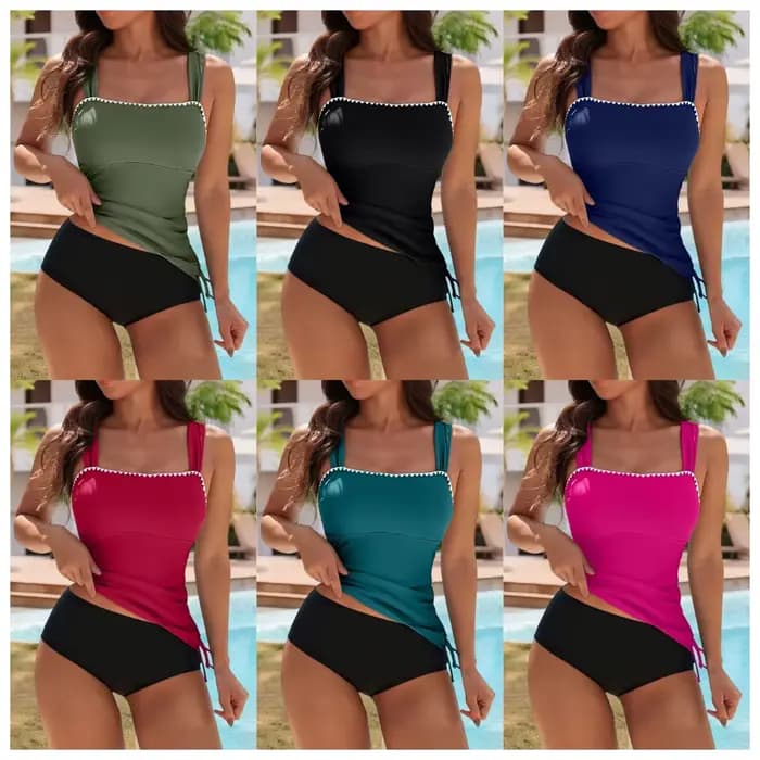Maillot de bain tankini taille haute pour femme