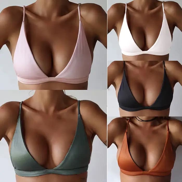 Soutien-gorge bikini sexy pour femmes, haut de maillot de bain bandage, dos nu, haut court de natation en fibre, été, plage imbibé