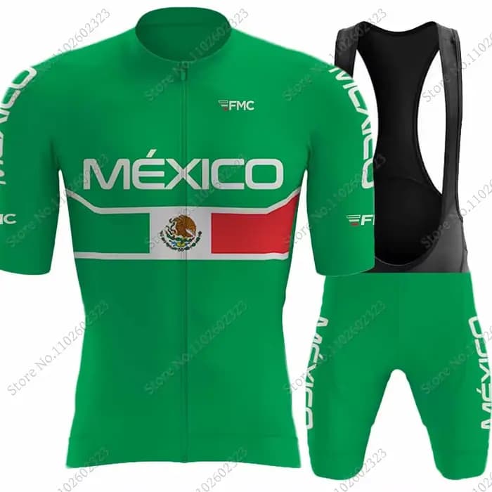 Maillot de cyclisme de l'équipe nationale du mexique, ensemble de vêtements de cyclisme pour hommes, chemise de vélo de route, costume d'été, cuissard à bretelles, vtt, 2024