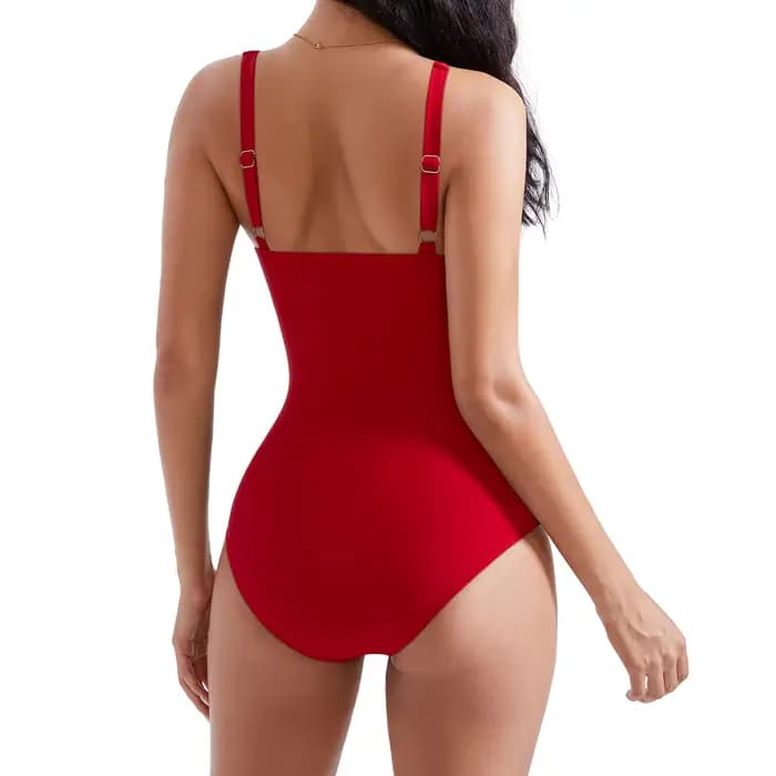 Maillot de bain une pièce pour femme, col en V, coupe ajustée, pour l'été