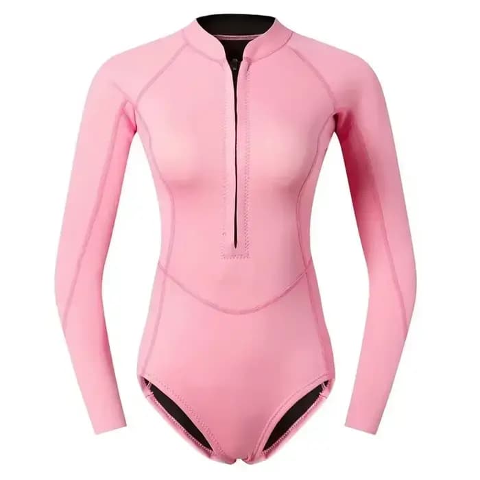 Combinaison de plongée pour femme, 2 mm, néoprène, équipement de plongée, rose, manches longues, bikini, maillot de bain, surf, plongée avec tuba