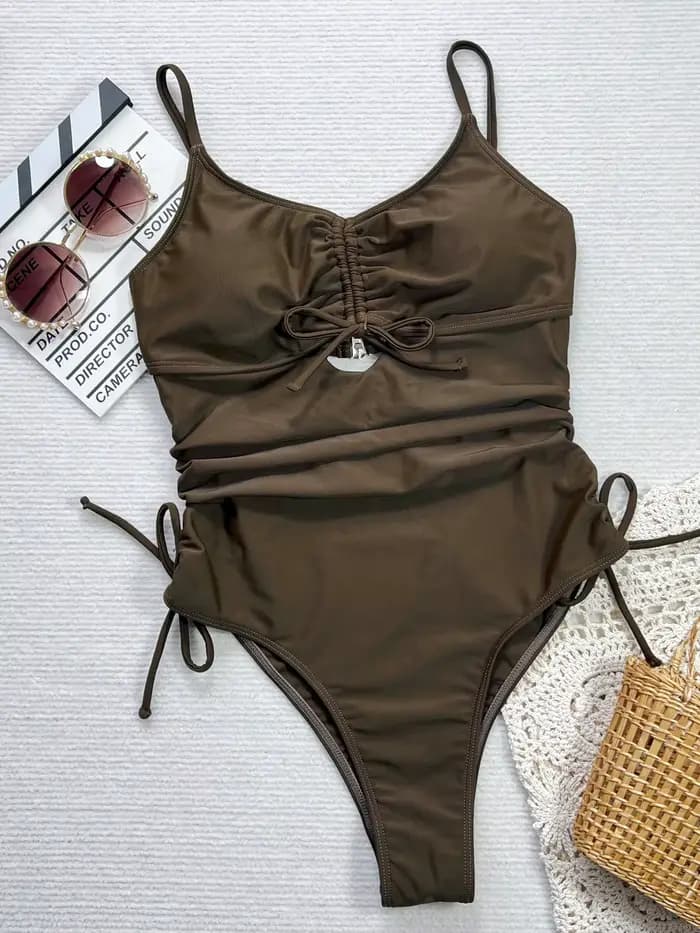 Maillot de bain une pièce pour femme, bikini sexy, couleur unie, monikini, string de proximité, vêtements de plage féminins, livraison directe