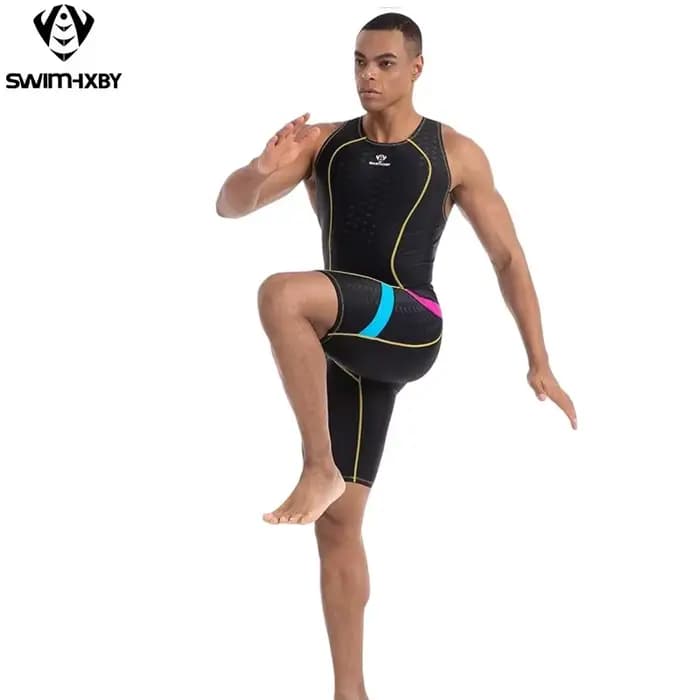 Sharkskin une pièce maillot de bain genou longueur course