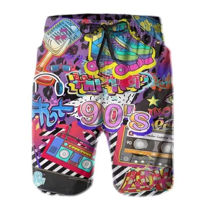 Short de plage graphique des années 80 et 90 pour hommes, maillot de bain pour enfants garçons, séchage rapide, pantalons courts de rue d'été, offre spéciale