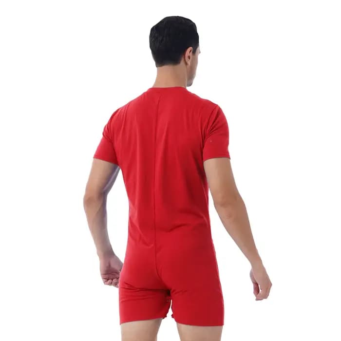 Maillot de bain à col rond pour hommes, manches courtes, combinaison, maillots de bain décontractés, fermeture éclair invisible, une pièce, barboteuses, combinaisons d'été sportives