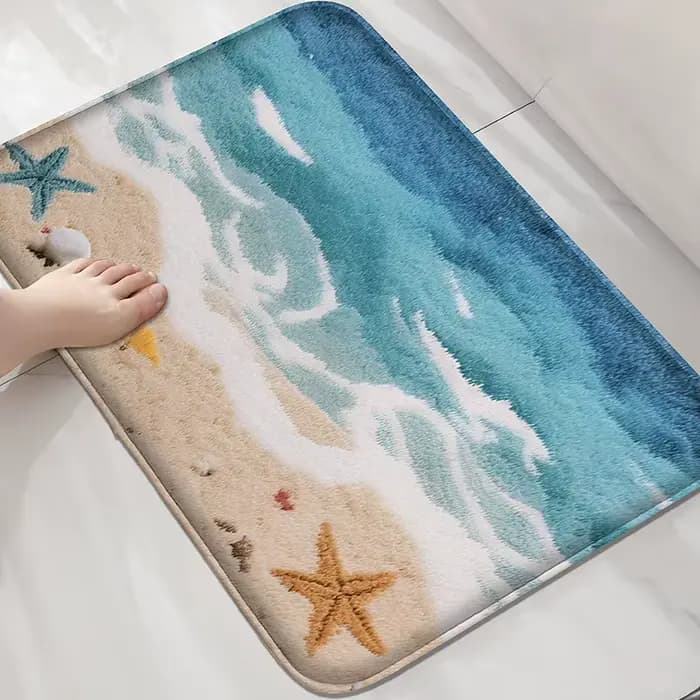 Tapis de salle de douche de plage et de bord de mer