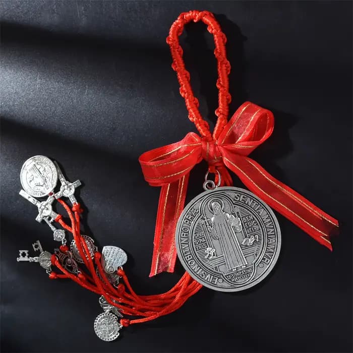 2 pièces/ensemble Saint benoît médaille Protection bénédiction charme Crucifix cadeaux de pâques catholique San Benito Medalla bijoux faits à la main cadeau