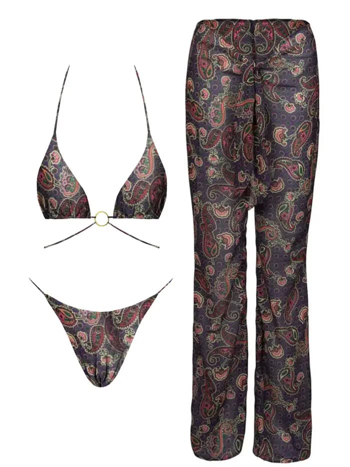 2025 Ensemble bikini noir élégant avec fond transparent