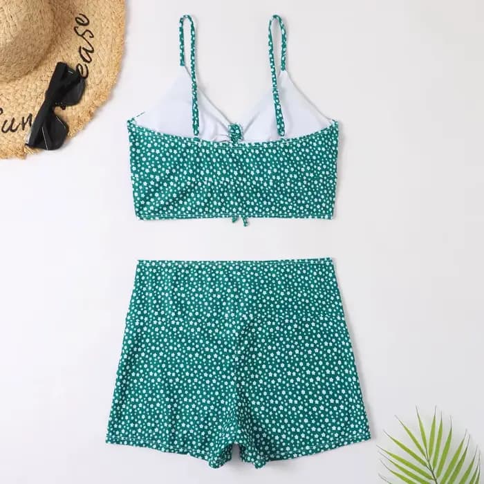 Taille haute Bikini maillot de bain femmes 2024 imprimé fleuri maillots de bain cordon avant Shorts boxeurs maillots de bain troncs piscine maillot de bain