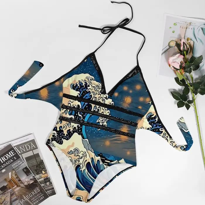 La grande vague maillot de bain vagues imprimer beau