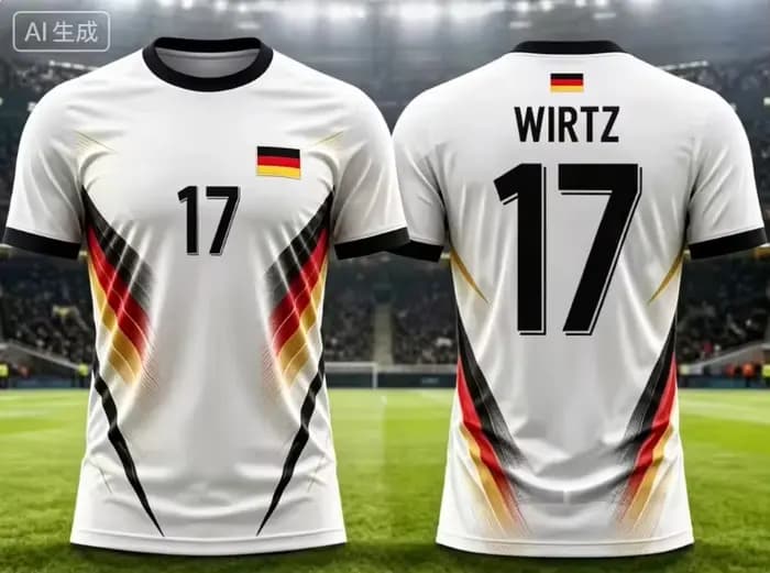 Maillot de football commémoratif Allemagne 2026 – T-shirt de football respirant pour l'été – Hommes, Femmes, Enfants – Fan – Numéros 17, 9, 1, 11, 26, 8, 6, 42