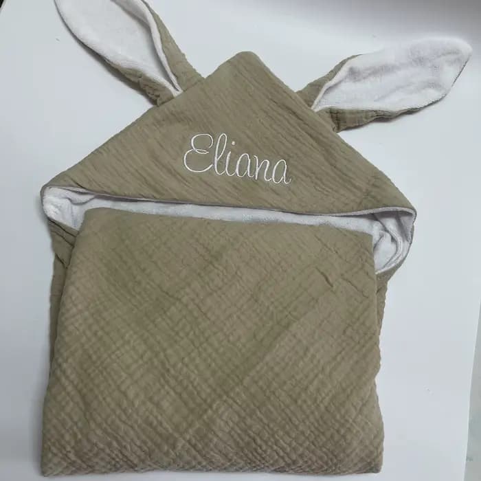 Peignoir à Capuche en Coton Pur pour Bébé Garçon et Fille, Serviette de Bain avec Nom Personnalisé, Double Couche, Gaze, Oreille de Lapin Everak