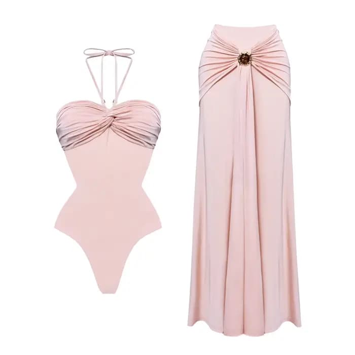 Rose 2 pièces licou maillot de bain 2026 Bandeau Biquini Sexy Bikini femmes maillots
