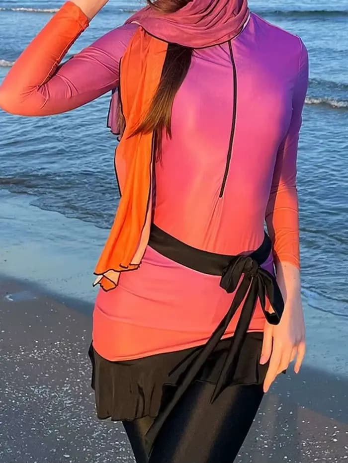 Burkini imprimé violet nickel é