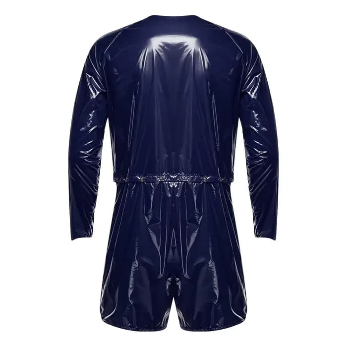 Maillot de bain une pièce brillant imperméable pour homme, avec découpes, manches longues, short boxer détachable, combinaison de plage