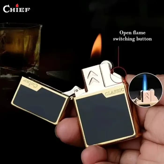CHIEF Briquet double doublure coupe-vent créatif et personnalisé, trois types de briquets à flamme, option cadeau préférée