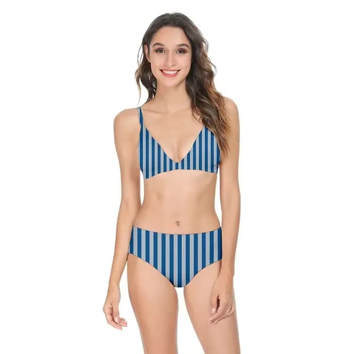 Femmes Sexy Bikini maillot de bain taille haute rayures imprimé décontracté hawaïen dos nu maillots de bain vêtements de sport