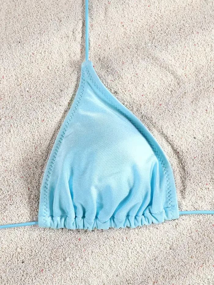 Maillot de bain triangle 2026 bleu clair, bikini string, maillot de bain bandage, maillot de bain dos nu, maillot de bain sexy, tenue de plage deux pièces