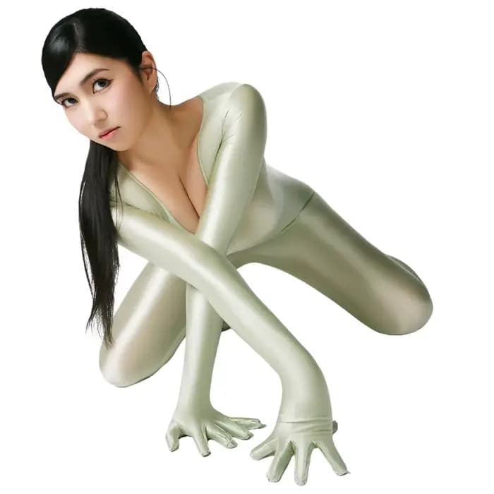 Combinaison intégrale colorée en spandex brillant effet huile avec gants, ajustée et moulante, pour fitness, yoga, cyclisme, jeux de rôle et cosplay