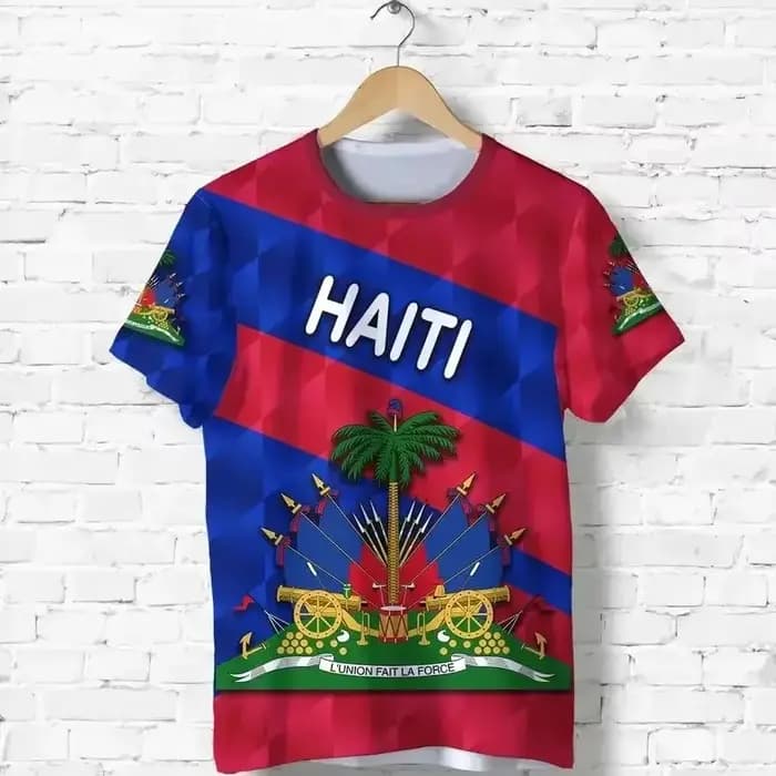 T-shirt de sport respirant à séchage rapide pour hommes et femmes, imprimé 3D drapeau de l'île d'Haïti, maillot de football, entraînement d'équipe, haut d'été à manches courtes