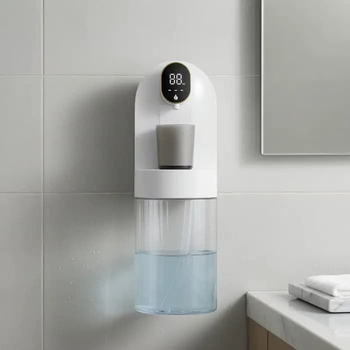 Distributeur automatique de bain de bouche avec compartiment pour gobelet, dispositif de distribution mural pour usage domestique dans la salle de bain, rechargeable par USB, 600 ml