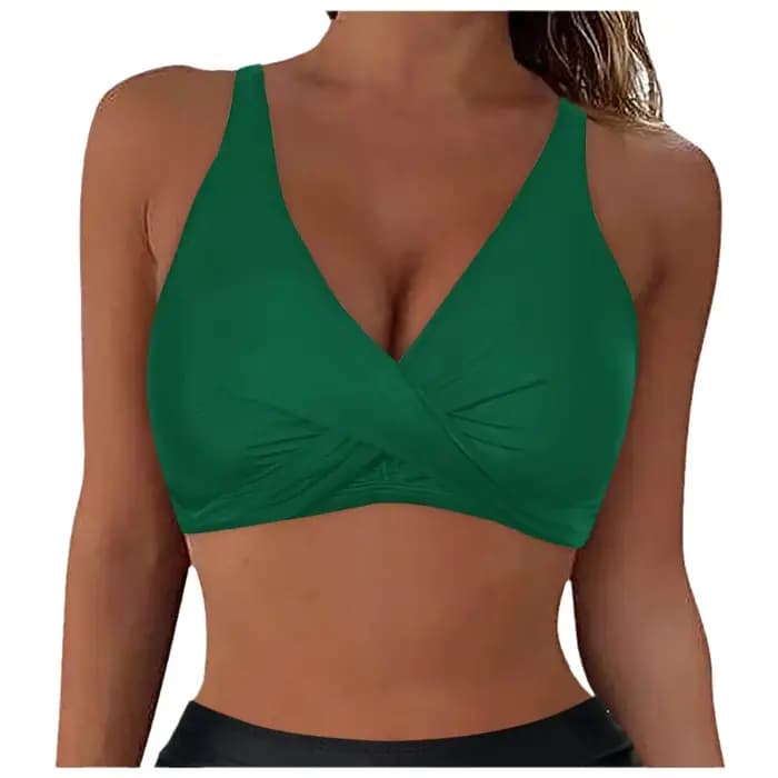 Couverture complète sport haut de bikini maillot de bain pour femme froncé soutien-gorge