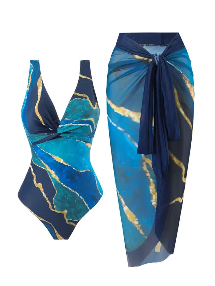 Maillot de bain une pièce pour femme avec col en V