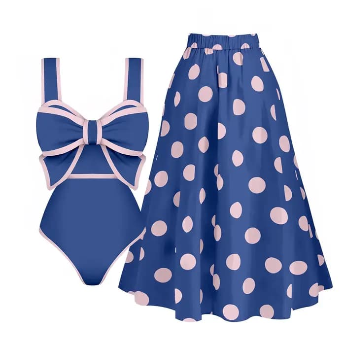 Maillot de bain une pièce avec nœud papillon pour femmes, avec jupe, Monokini, body de plage, vêtements de plage, nouvelle collection 2025