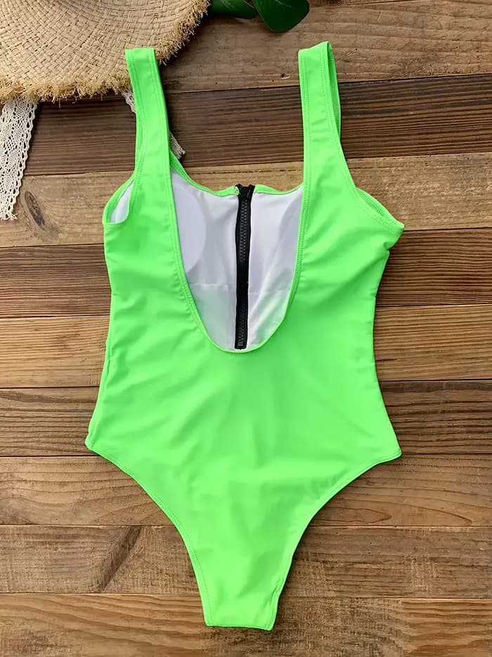 Maillot de bain une pièce avec fermeture éclair sur le devant