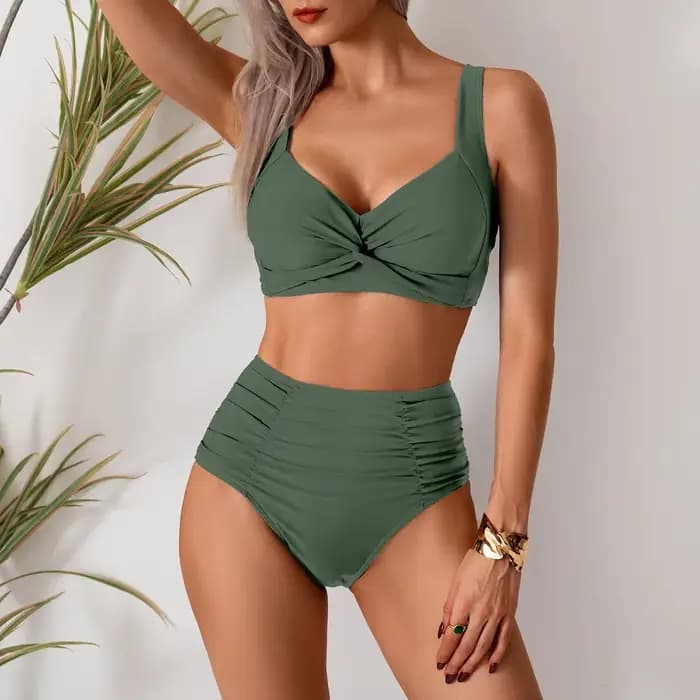 Sexy noir deux pièces maillot de bain femmes solide Push Up rembourré Bikini ensemble maillots