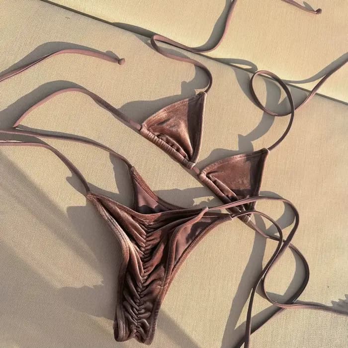 Maillot de bain rétro triangle à lacets pour femme