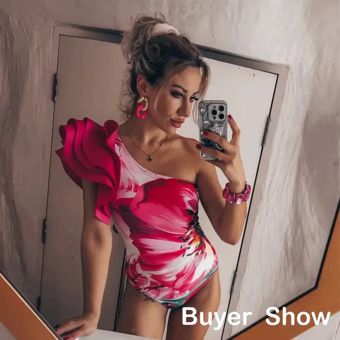 Maillot de bain une pièce à volants pour femmes
