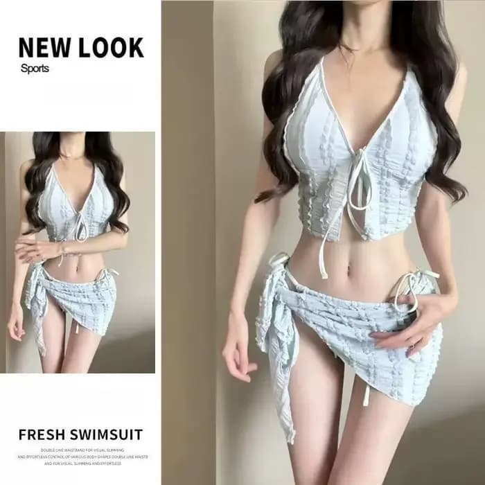 Nouveau 3 pièces ensemble de Bikini femmes Push Up poitrine Triangle haut mignon mais Sexy couvrir pour plage printemps chaud vacances maillot de bain costume