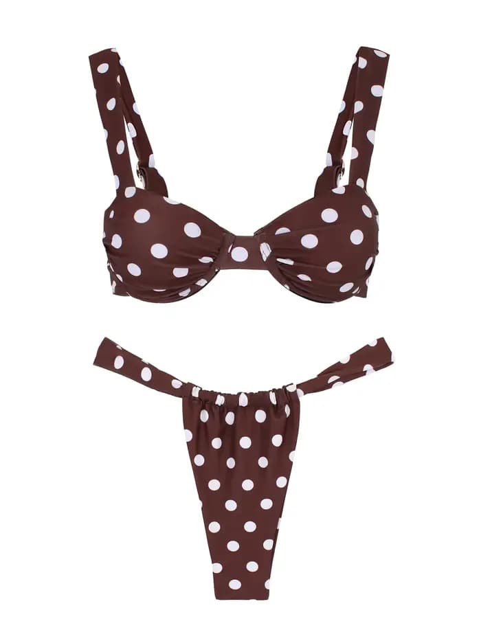 Bikini rétro marron à pois sexy