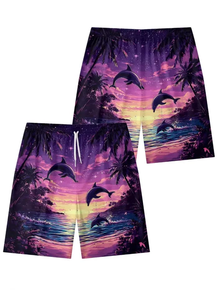 Short de plage hawaïen imprimé palmier Tropical pour hommes, décontracté, confortable, vue sur l'océan, fête sur la plage, bas de vêtements de plage d'été