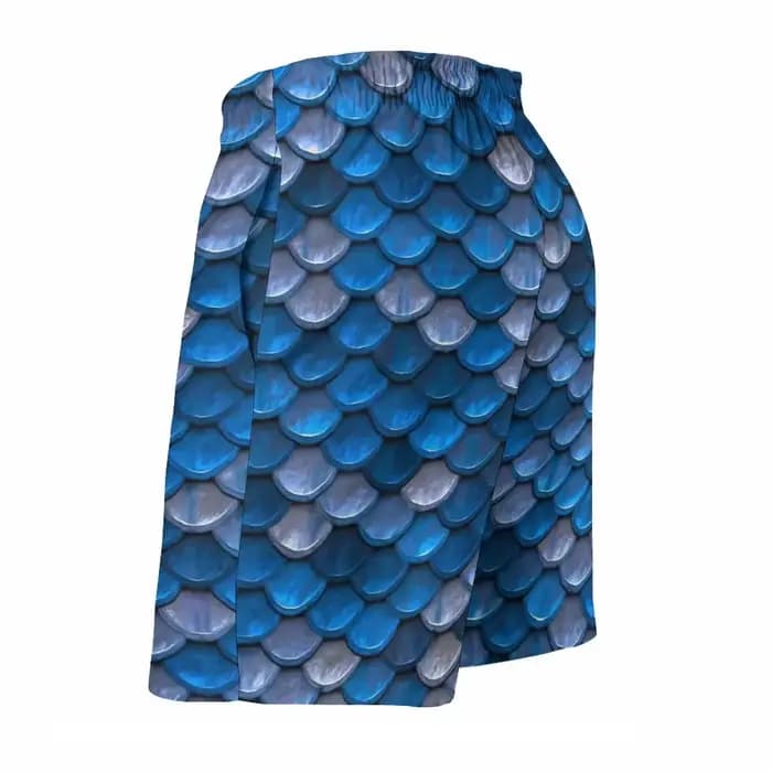 Short de planche imprimé sirènes pour homme, maillot de bain, bleu, écailles de poisson, trench court, grande taille