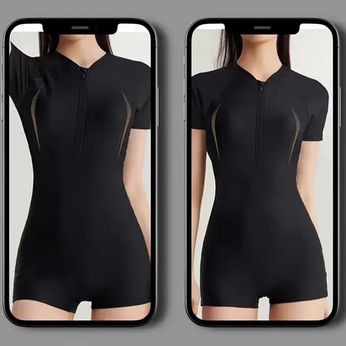 Maillot de bain une pièce à manches courtes pour femmes