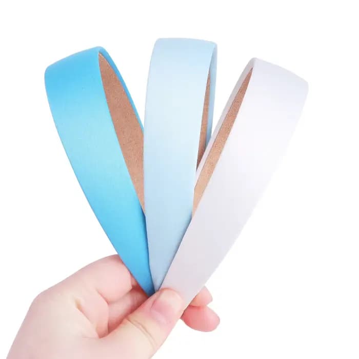 1/2 pièces plaine 3CM de large bandeau en Satin filles tissu couvert bandeaux en résine cerceau de cheveux en plastique