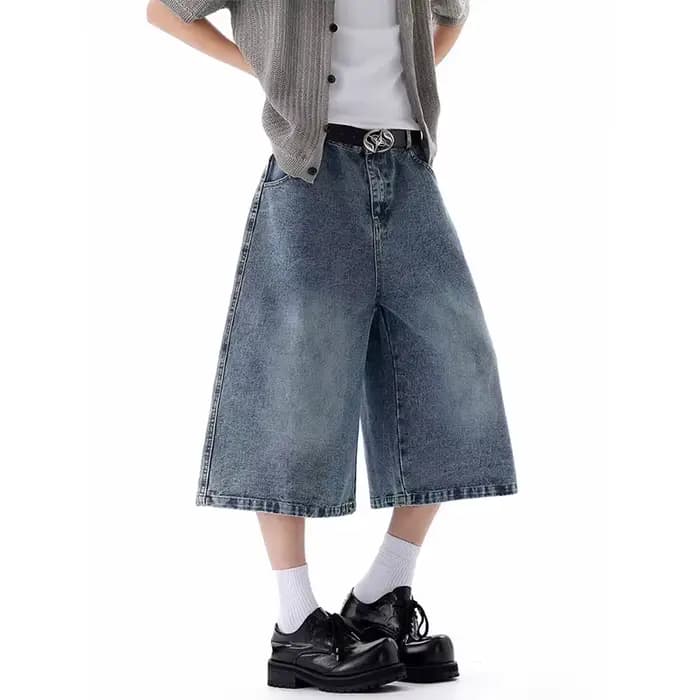 Shorts en jean bleu pour homme, style Y2K, esthétique Harajuku, broderie vintage, shorts de cowboy, vêtements trashy des années 2000