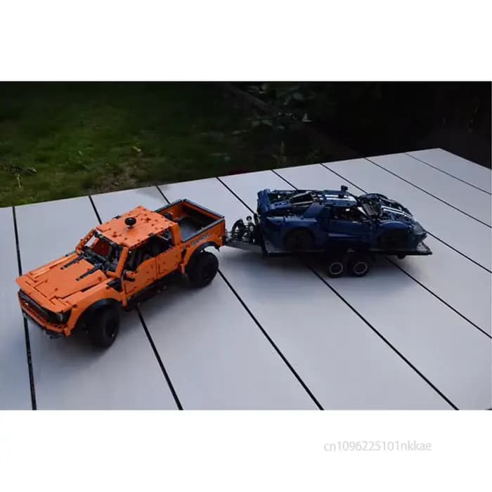 NOUVEAU Remorque F-150 Raptor inclinable avec treuil, blocs de construction techniques, briques d'assemblage DIY, jouet pour enfants, cadeau
