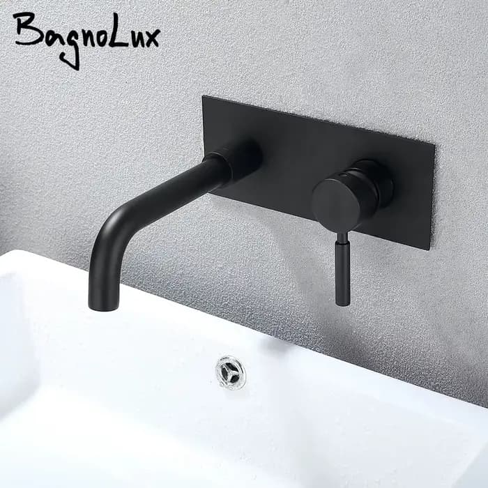 Bagnolux mélangeur froid et chaud, robinet de salle de bains, Installation encastrée, noir deux trous, vanité de baignoire de douche avec évier mélangeur