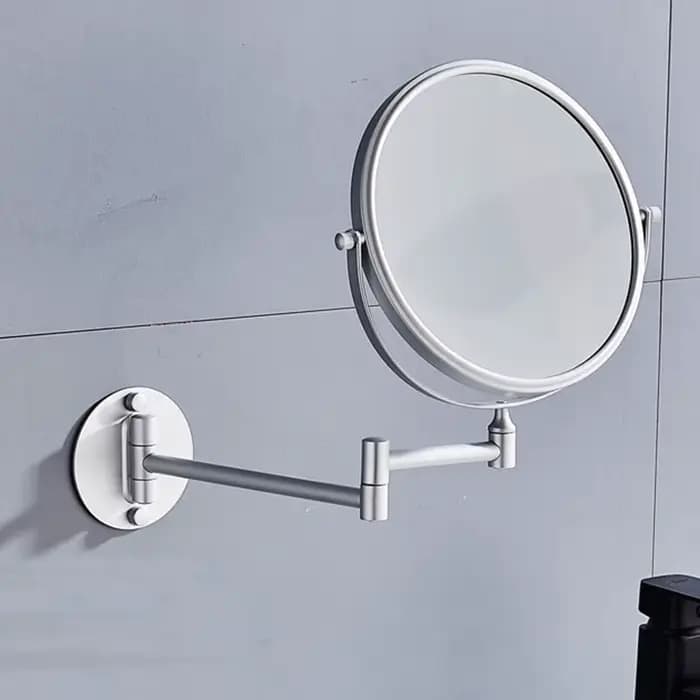 Miroir de maquillage mural peu encombrant, miroir rotatif double face 3X/1X avec cadre en aluminium, design pliable pour salle de bain