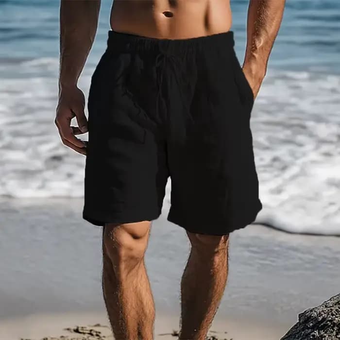 Shorts de plage pour hommes, décontractés, amples, longueur genou, en coton et lin, pour l'été, nouveaux pantalons de sport pour hommes