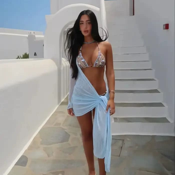 Maillot de bain brésilien avec jupe imprimée pour femme