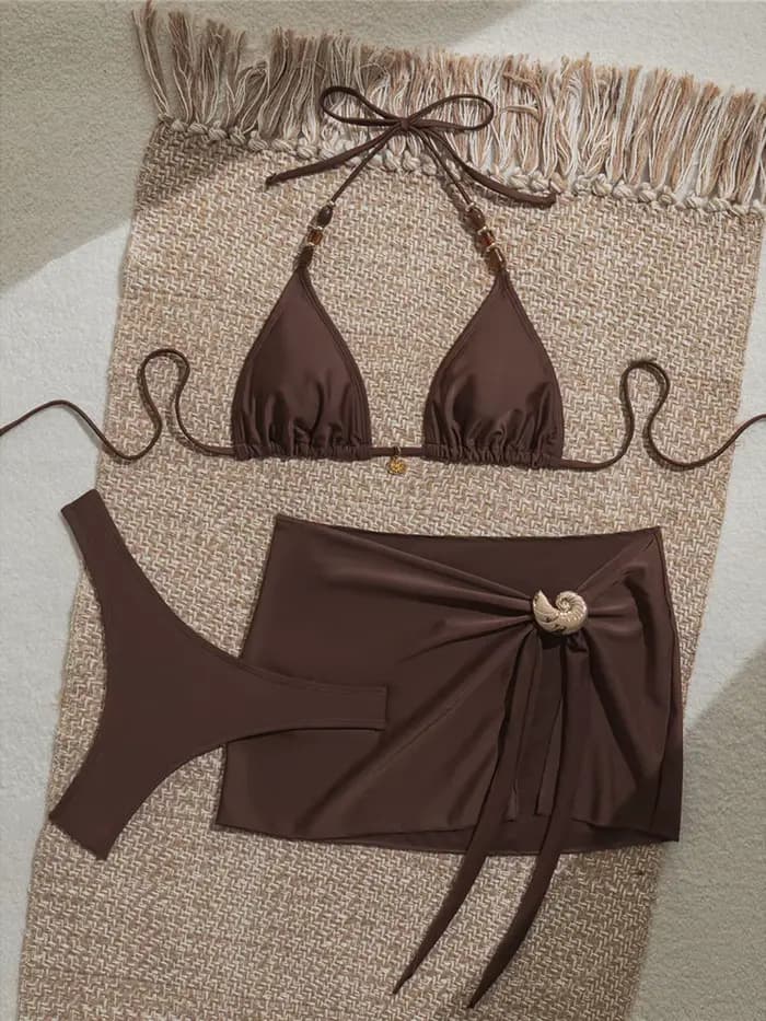 Ensemble de bikini trois pièces pour femme