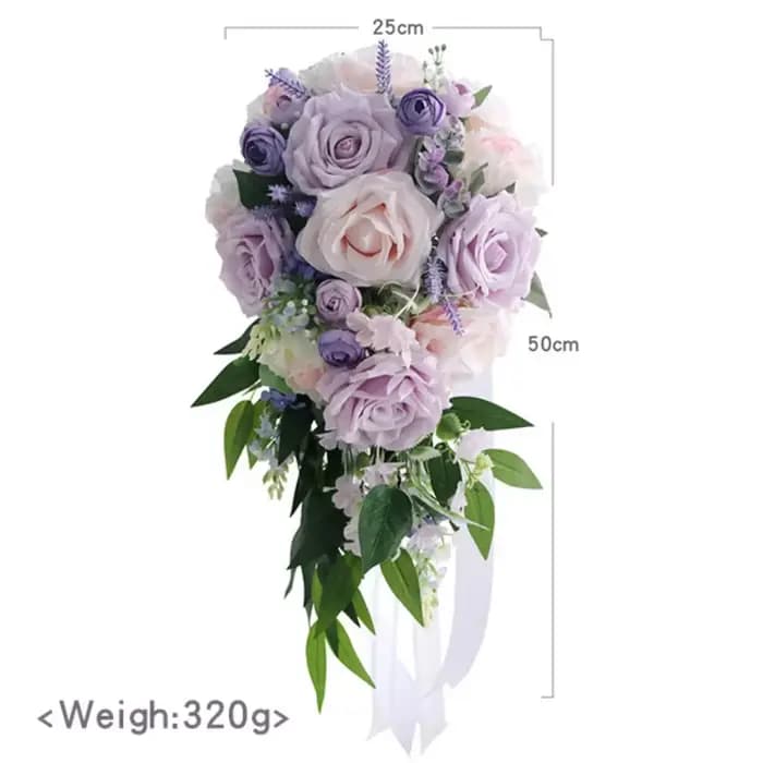 Gouttes d'eau artificielles pour la mariée, tenant des fleurs pour la cérémonie de mariage, accessoires de photographie, bouquet de photographie en studio forestier, 50x25cm
