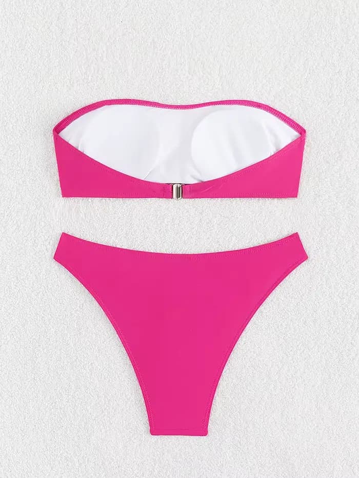 Maillot de bain 2 pièces rose vif, sexy, imprimé floral 3D, push-up, culotte taille haute, pour femmes, vêtements de plage, 2025