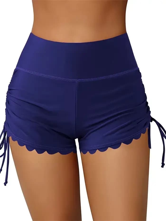 Short de bain taille haute avec ourlet ondulé pour femme, bas de surf, vêtements de plage, été, 2024